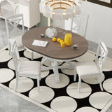 ZUN 5-Piece Retro Functional Dining Table Set Extendable Round Table and 4 Upholstered Chairs for Dining 81542784