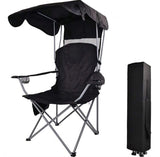 Black Camp Chairs With Shade CanopyFolding Camping Recliner With Carrying Bag 22456825