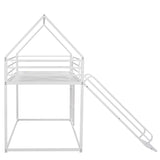 Twin over Twin House Bunk Bed with Ladder and Slide,White WF283081AAK