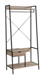 Metal Clothes Rack Open Wardrobe Free Standing with One Drawer Hanging Clothes Rod Brown & Black B107P147841