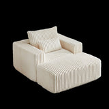 62.5-Inch Corduroy Sponge Sofa Lounge Chair with Removable footrest,No Assembly Required,Fluffy W834P206050