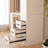 White Computer Desk with 4-in-1 Socket, the Desk with 3 Slide Drawers and 4 Storage Levels, the 85169716