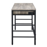 ZUN Light Weathered Oak and Black Writing Desk with 2 Drawers B062P184545