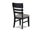 2pc Black Finish Side Chair Gray Fabric Upholstery Seat Ladder Back Contemporary Transitional Style B011P162543