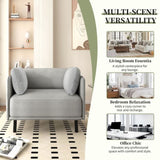 39" Vintage Grey Lounge Chair with Polyester Upholstery, Solid Wood Frame and Steel Legs, N767P208310G