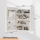 White Particleboard LED Mirror Cabinet , Acrylic Frame, 1 Door, 4 Shelves, with Time & 64671895