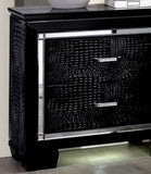 Contemporary 1pc Nightstand Black Bedside Table LED Light English Dovetail Drawer Bedroom Furniture B011P232476