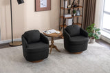 035-Linen Fabric Swivel Accent Chair With Soild Wood Round Brown Base Leg,Dark Gray W527134468