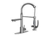 Commercial Single Handle Kitchen Sink Faucet Brushed Nickel Pull Down Sprayer Design T5879P505859