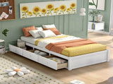 Twin Size Platform Storage Bed with 3 Drawers,White WF193634AAK