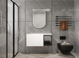 30" Wall-Mounted Bathroom Vanity, 2-Soft Close Doors,Glossy White Vanity & Grey Glass 1/2 Door, W999P387159