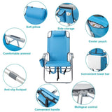 ZUN 63*70*99cm Heightened Oxford Cloth Silver White Aluminum Tube Bearing 100kg Beach Chair Blue 67374517