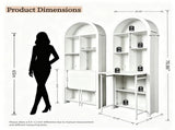 Folding Craft Desk with Storage Shelves, Convertible Hideaway Desk to Bookshelf, Foldable Desk with 18971865