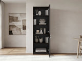 Tall Bookcase 71" H with 2 Fluted Panel Doors and Five Interior Shelves, Dark Walnut B097P480471