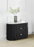 1pc Black Nightstand Upholstery Fabric Marble Top Two Storage Drawers Wooden Bedroom Furniture Oval B2741P318961
