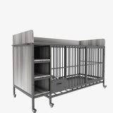 Large pet cage with storage rack, drawers with stainless steel food and water basin, made of iron W3064P245385
