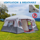 10 Person Family Cabin Tent, 2 Room Huge Tent with Storage Pockets for Camping Accessories 49558745