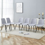 ZUN Comfortable Linen-Cotton Dining Chair Set - Six Pieces in Light Gray.Integrated Seat and W1151P230559