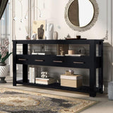 U_STYLE Modern Console Table Sofa Table for Living Room with 4 Drawers and 2 Shelves GL-N711P234484B