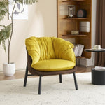 ZUN Velvet Accent Chair Barrel Chair with Metal Legs Modern Comfy Armchair Accent Reading Chair for 00937279