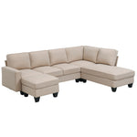 ZUN [New] 104.3*78.7" Modern L-shaped Sectional Sofa,7-seat Linen Fabric Couch Set with 51945284