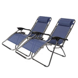 ZUN Infinity Zero Gravity Chair Pack 2, Outdoor Lounge Patio Chairs with Pillow and Utility Tray 15690452