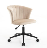 ZUN Home Office Chair, Velvet Fabric Swivel Flower Shape Computer Desk Chair for Home Office or Bedroom W2725P190511