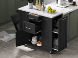 K&K 50.7" Island with Storage Tilt Trash Can Cabinet and Pull Out Cabinet Organizer, Rolling N707P299008B