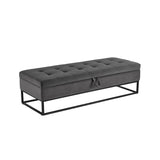 58.6" Bed Bench Metal Base with Storage Grey Velvet W1097119559