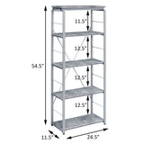 Grey and Silver 4-shelf Bookcase B062P186550