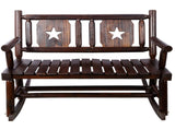 Outdoor Wood Rocking Bench Carbonized Double Rocking Chair for 2 Persons with Wide Curved Seat, T5816P475754