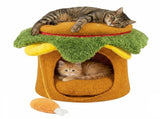 Cheeseburger Theme Cat Nest , Cute Burger Shape with Fried Chicken Plush Toy, No 89390808