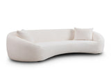 93.31" Minimalist Curved Sofa, 3 Seater, White Boucle Fleece Upholstered Sofa, Tight Curved Back W2664P240137