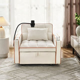 Convertible Sleeper Chair Sofa Adjustable Pull Out Sleeper Chair Multi-Pockets Folding Sofa W2353P206616