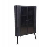 Modern 3-Tier Corner Storage Cabinet with Tempered Glass Doors, Removeable Shelves & Metal Frame W3122P272936