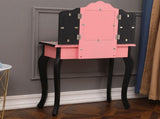 Three-Fold Mirror Single Drawer Arc Feet Children Dresser Red Leopard Print 96588246