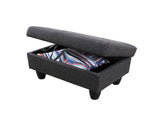 28.5" Storage Ottoman Bench Linen Upholstered for Living Room Bedroom Entryway Dark Gray 12258259