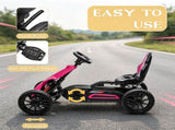 Pink Kids Pedal Go Kart, Adjustable Seat, Durable Swing Axle, Safe Outdoor Ride-On Toy 62548654