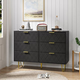 ZUN Modern black 6 Drawers for Bedroom, Small Size Modern 6 Drawer Dresser, Wide Chest of Drawers with W1706P189830