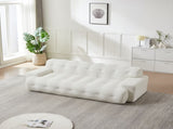 87.4-inch Cloud Series Minimalist Button-Tufted Square Arm Three-Seater Sofa, Chenille Sofa, W3505P383948