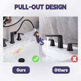 Widespread Pull Out Sprayer Bathroom Faucet, 2-handle Bathroom Sink Faucet W1224P185045