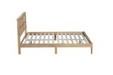 Queen Size Rubber Wooden, Solid Wooden Bed with Rattan Headboard, Enhanced by Support Feet,Oak White W504P184305