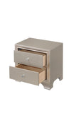 1pc Modern Glam Style Champagne Finish Two Drawer Nightstand Embossed Crocodile Pattern B01181032