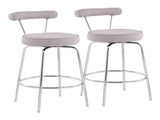 Contemporary Counter Stool in Chrome and Light Grey Fabric - Set of 2 B202P222102