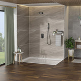 Dual Shower Head - 10 Inch Wall Mounted Square Shower System with Rough-in Valve,Matte black W124357631