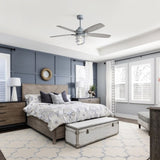 52-Inch Cement Grey Ceiling Fan With E26 Light,Glass Lampshade,5 Plywood Blades,Noiseless DC Motor,6 W934P360365