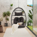 ZUN Outdoor Garden Rattan Egg Swing Chair Hanging Chair W874127488