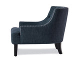 Modern Traditional Accent Chair Button Tufted BlueTextured Fabric Upholstery Solid Wood 1pc Living B011P182653