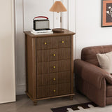 Fluted 5 Drawer Dresser, 45 Inch Tall Modern Chest of Drawers, Bedroom Dresser with Metal Handle, W1716P330707