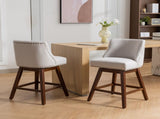 Counter Height Swivel Barstools, 26'' H Seat Height Upholstered Bar Stools Set of 2, Fabric in Ivory W1143P151490
